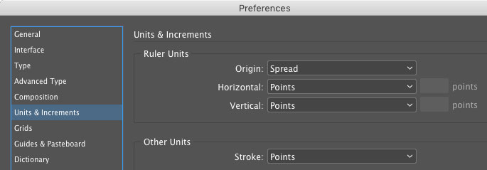 InDesign units preference