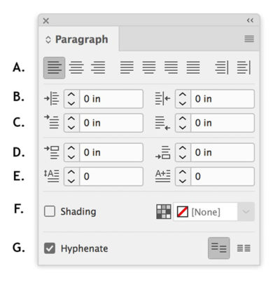 Paragraph panel