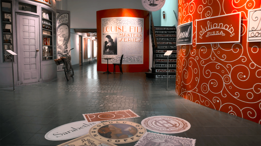 Museum exhibition of Louise Fili handlettered designs