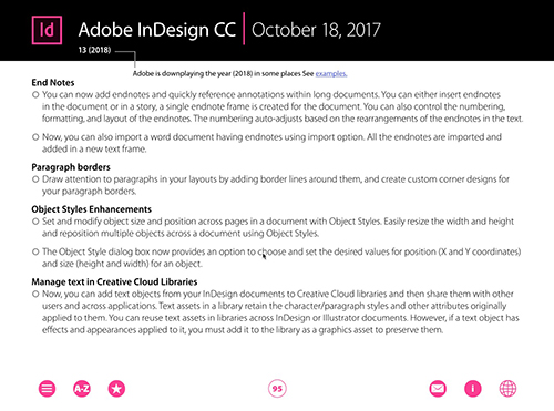 List of new features