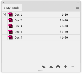 files added to InDesign book panel