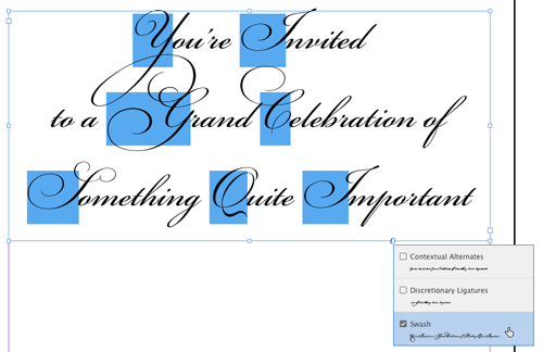 InDesign Swash text frame adornment