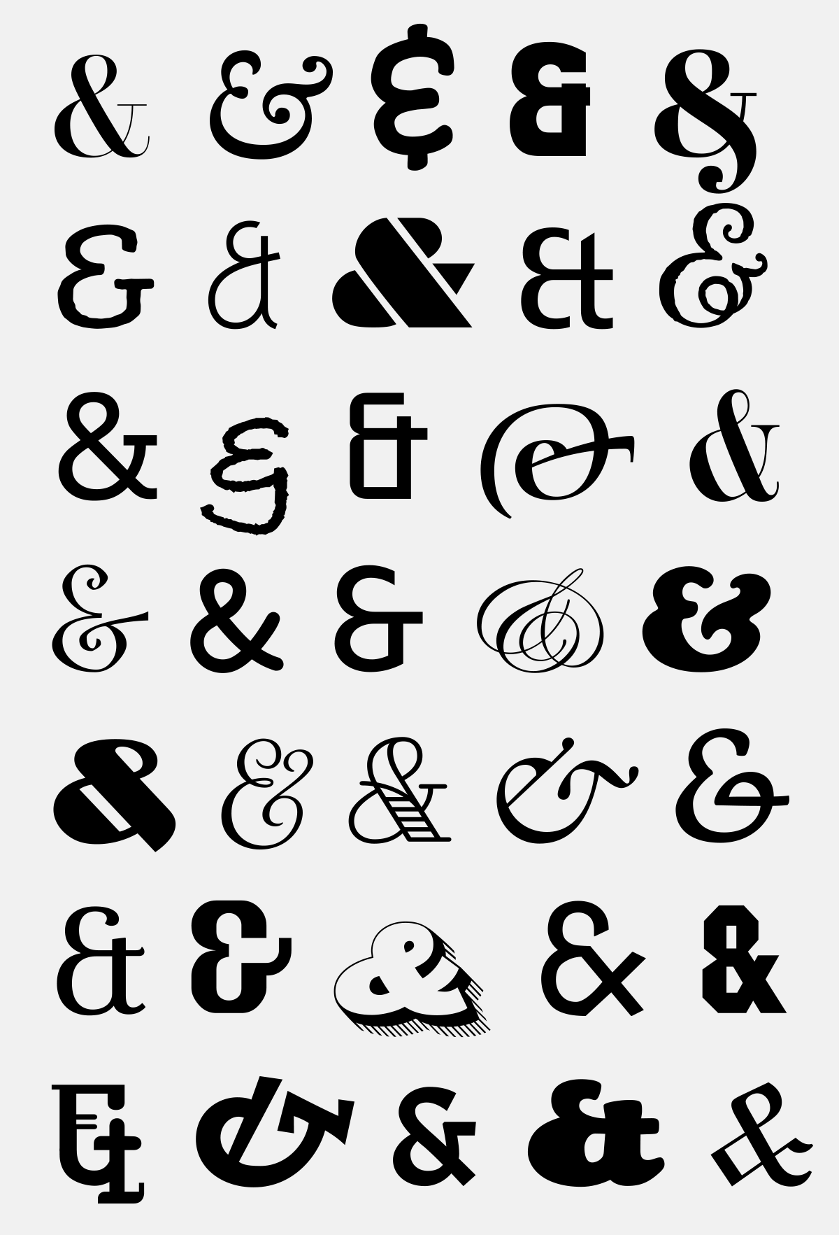 Ampersands in a variety of fonts and styles