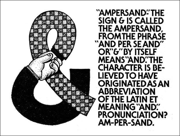 Drawing of ampersand made up of two arms clasping hands with description.