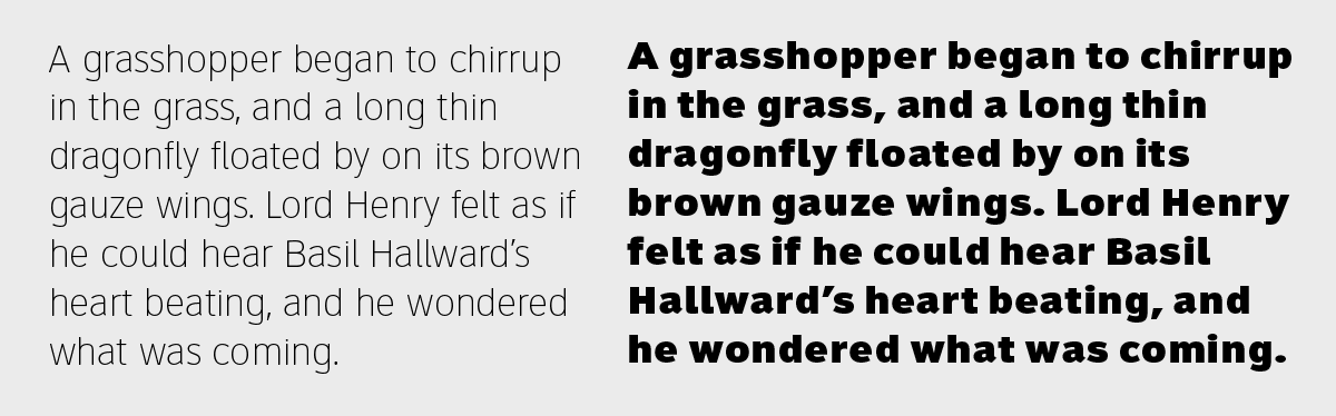 Text set in ClearviewText Extra Thin vs. text set in ClearviewText Black