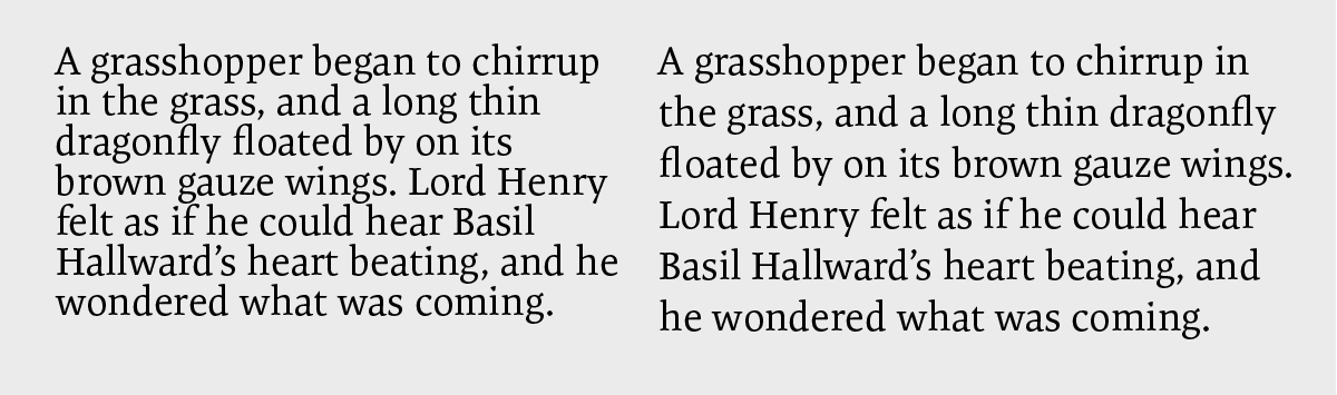 Text set in Expo Serif with tight line spacing vs. text set in Expo Serif with standard line spacing