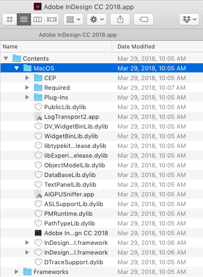 InDesign application package macOS