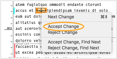 InDesign Track Changes Accept Change command