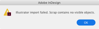 InDesign pasted graphic error message