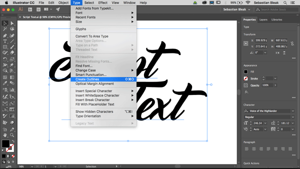Create Outlines in Adobe Illustrator