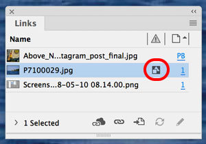 This symbol indicates that the graphic is embedded in the InDesign file.