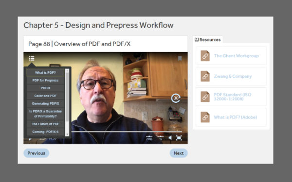 video overview of PDF and PDF/X accompanying Introduction to Graphic Communication
