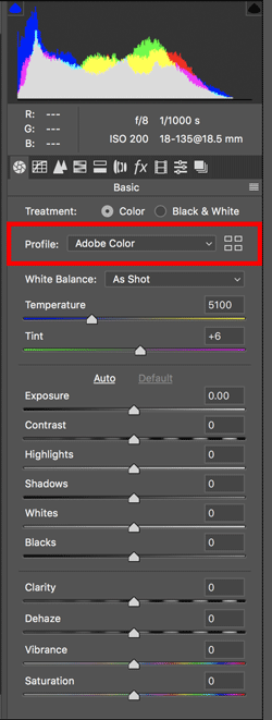 Lightroom profiles location in Adobe Camera Raw