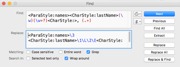 using bbedit's grep commands