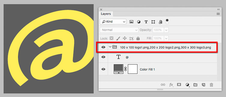Layer group named to export multiple files through Generator