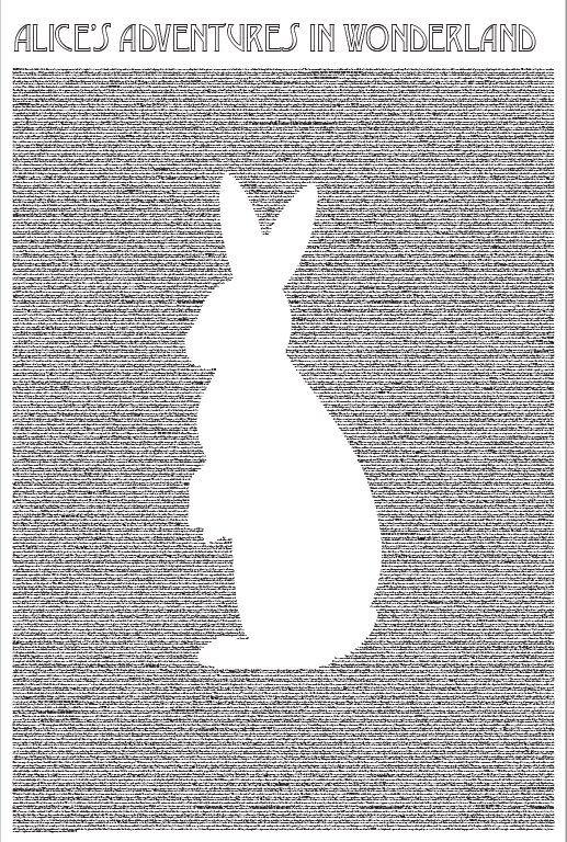 InDesign tiny type poster Alice in Wonderland