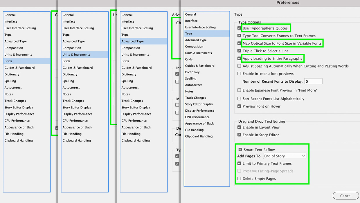 InDesign Preferences Guide