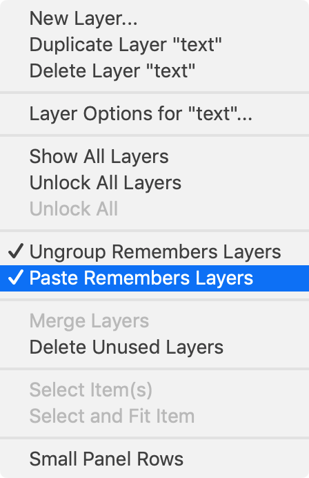 paste remembers layers
