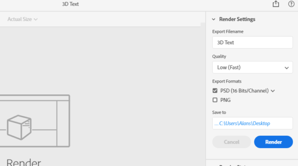 Render settings ready for image rendering