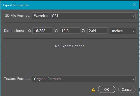 Wavefront (OBJ) export dialog