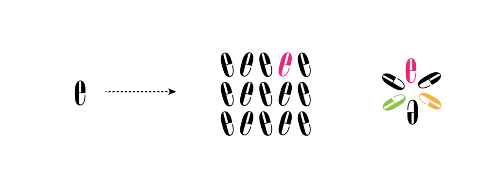 colored pattern of e's