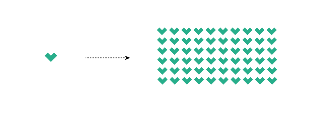 step to create simple heart pattern