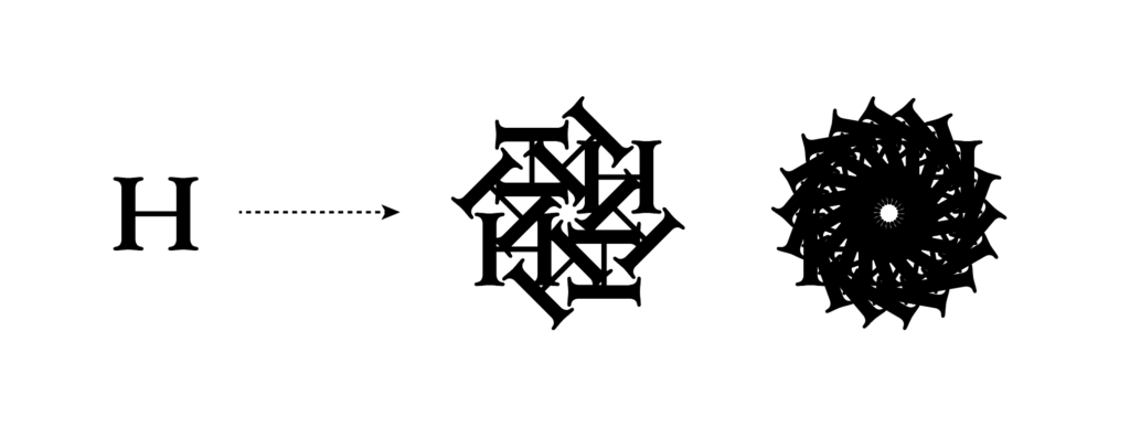 H rotated around point