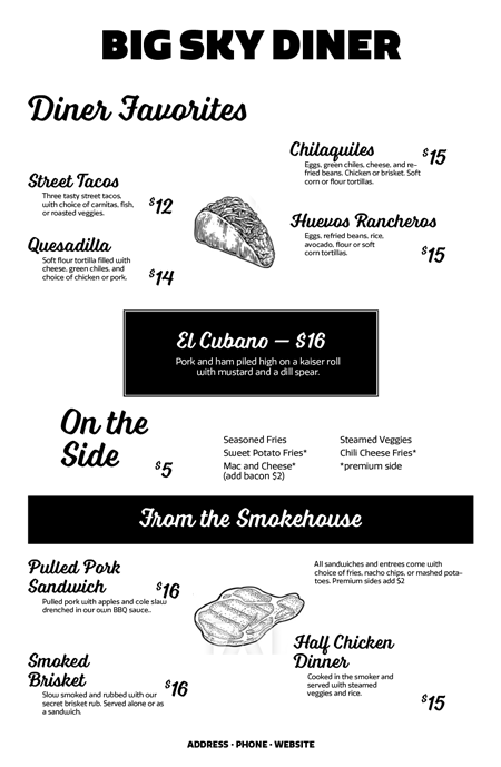 Restaurant menu InDesign template