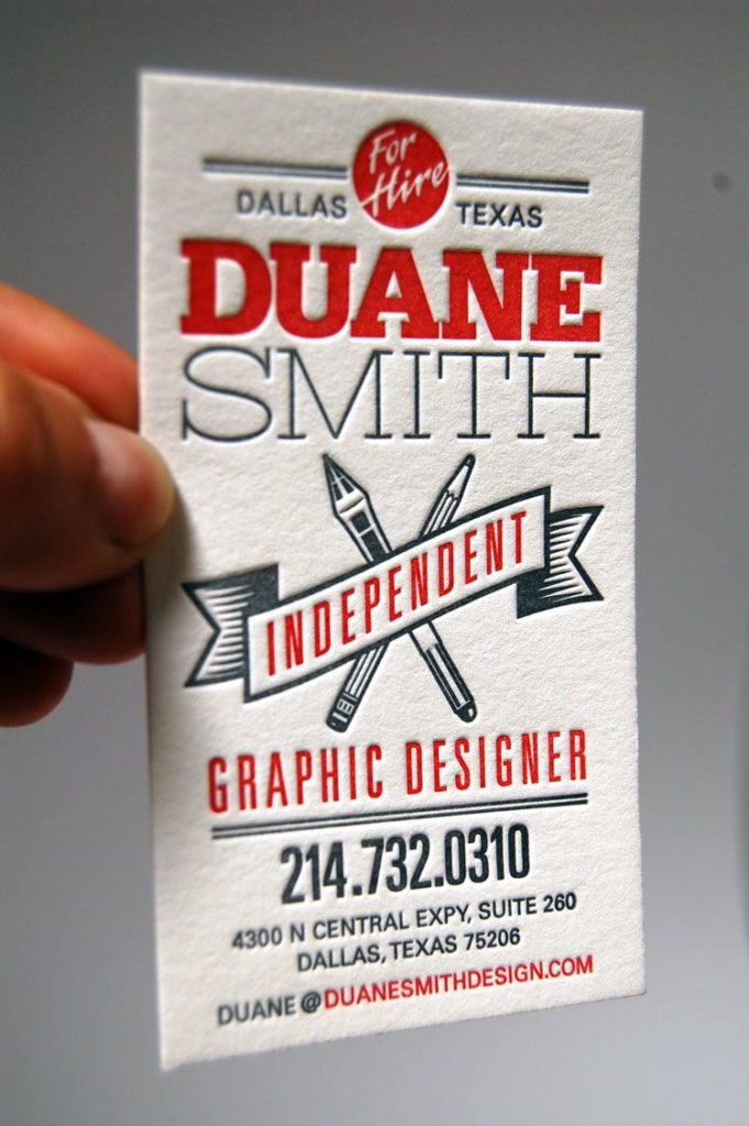 Graphic designer Duane Smith's business card