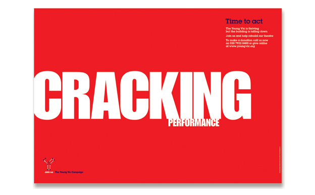 Poster with large, bold lettering on red background
