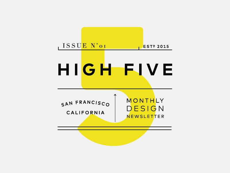 Newsletter logo with bold yellow 5 with text printed over it