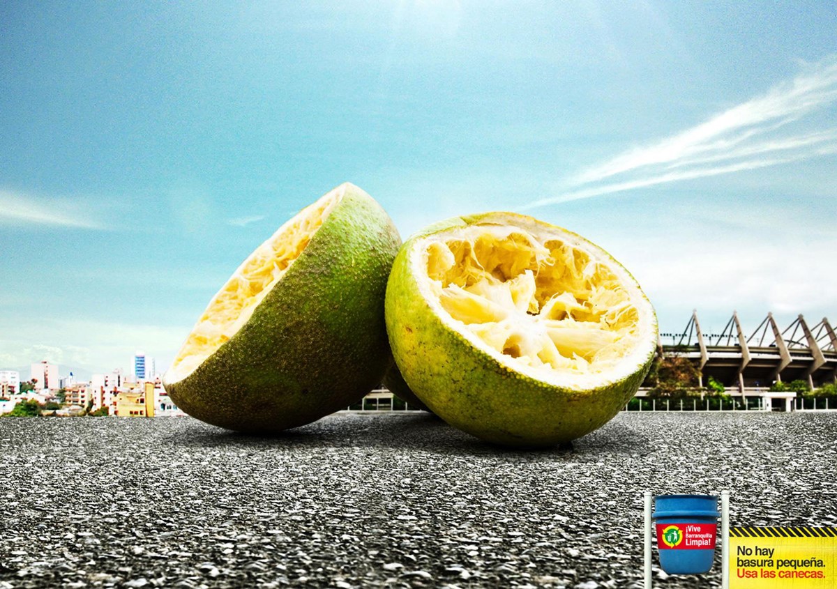 Advertisement showing up close image of a cut lime