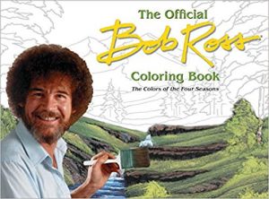 creative holiday gift image of Bob Ross coloring book