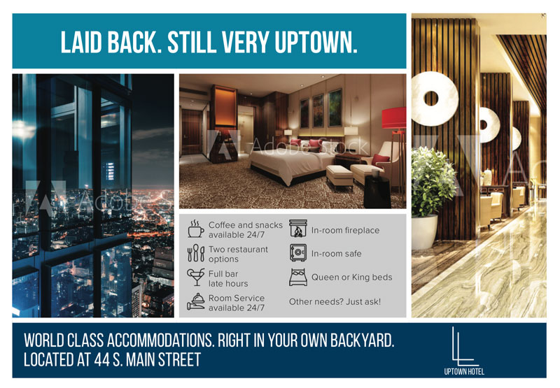 InDesign business postcard template world class accommodations