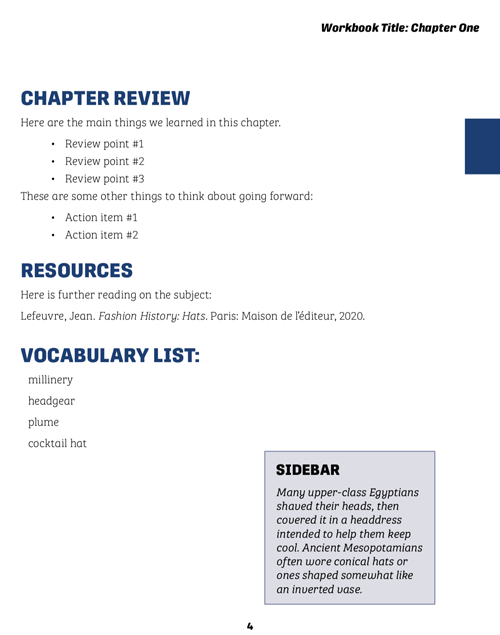 1.5workbook-template-5 InDesign workbook template chapter review