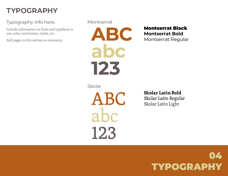 InDesign style guide template typography