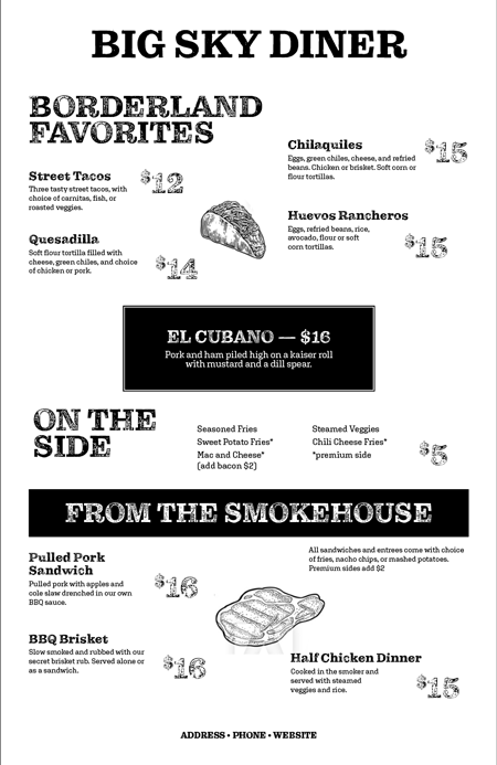 Restaurant menu InDesign template alternates