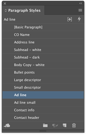 15.3sales-flyer-template-3 InDesign paragraph styles menu
