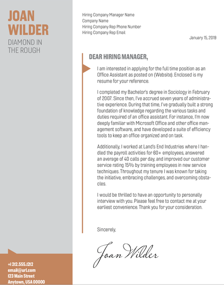 InDesign cover letter template