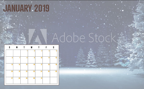 17.3template-calendar-1 InDesign calendar template photo wall style