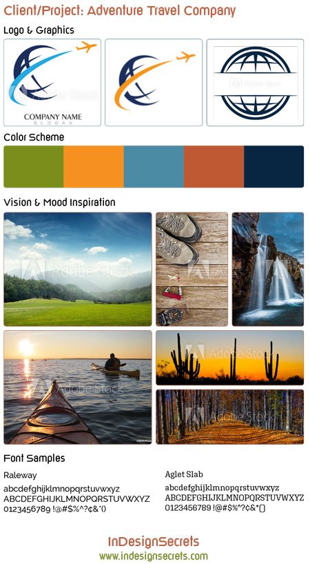 19.1mood-board-template InDesign mood board template logo and graphics color scheme font samples