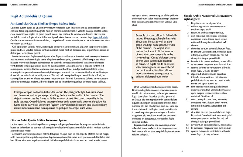 InDesign technical manual template alternate page spread