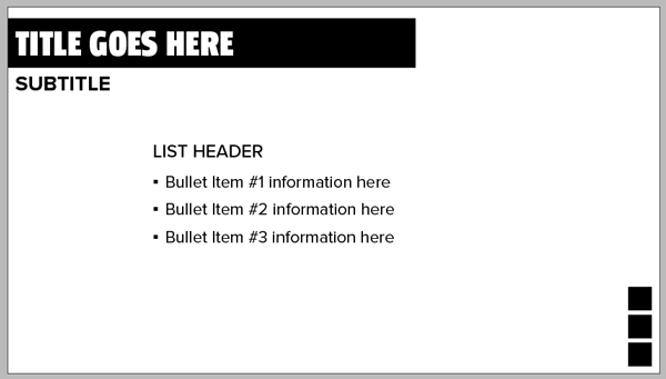 InDesign presentation template list header