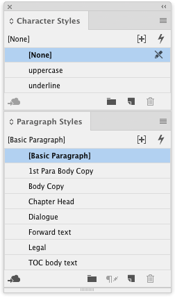 InDesign character styles