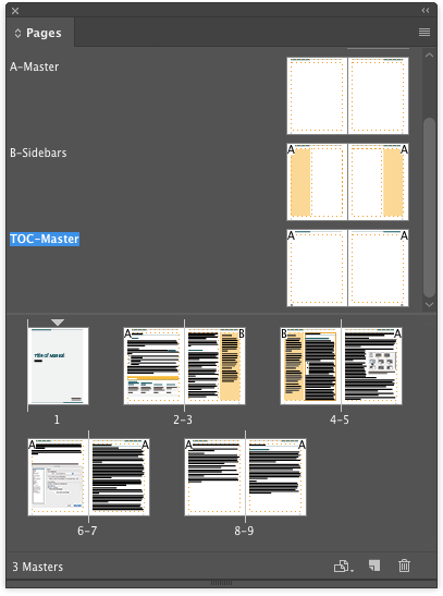 InDesign manual template master page designs