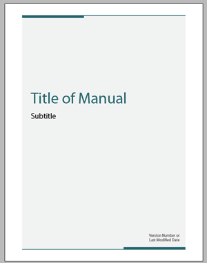 InDesign manual template title page