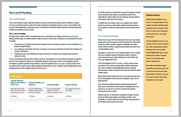InDesign manual template page spread sidebar