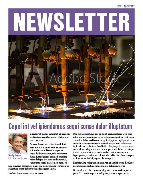 39.1newslettertemplate_001 InDesign newsletter template cover page