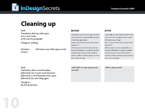InDesign grep instructions cleaning up