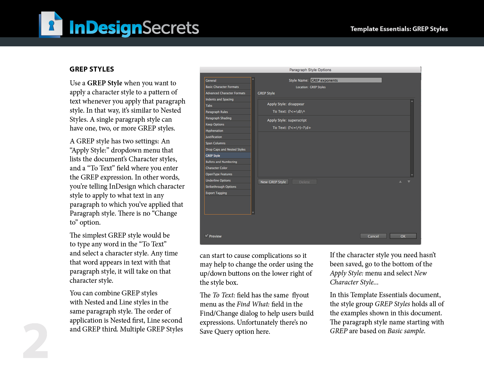 41.3InDesignEssentials_GREP_Styles5 InDesign grep styles paragraph styles